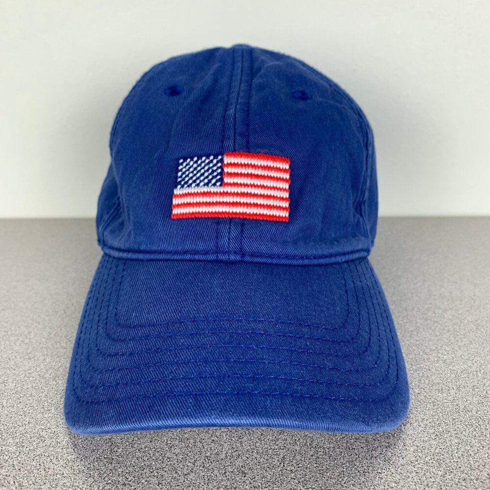 Harding Lane American Flag Needlepoint Blue Hat USA